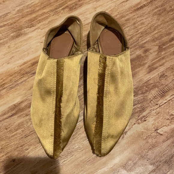 Zara Frayed Flat Satin Slippers - Picture 1 of 8